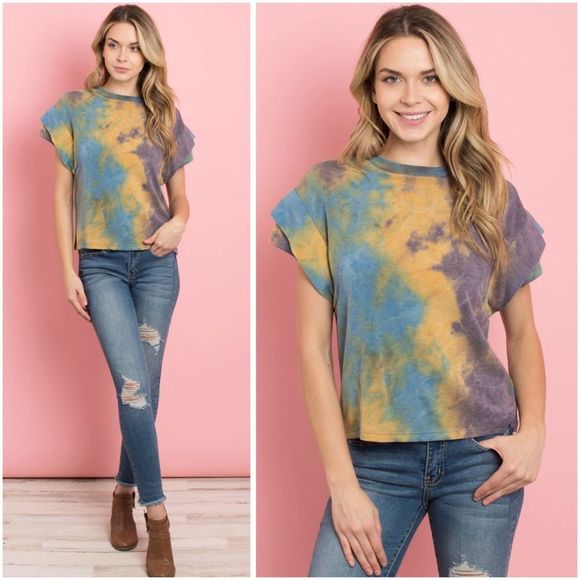 🆕Tie dye flutter top - Picture 3 of 5